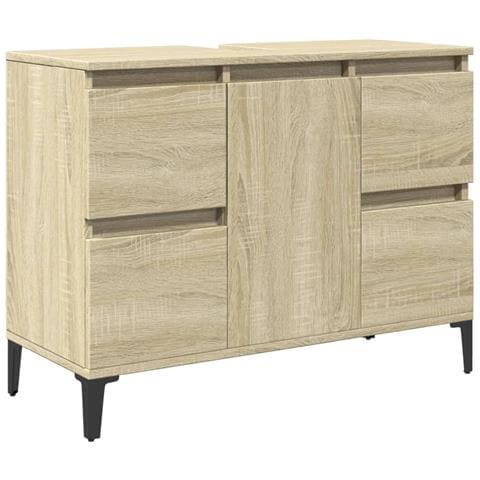 Mobile Lavabo Rovere Sonoma 80x33x60 Cm In Legno Multistrato - Foto 2