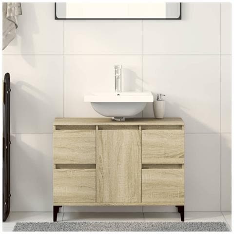Mobile Lavabo Rovere Sonoma 80x33x60 Cm In Legno Multistrato - Foto 1