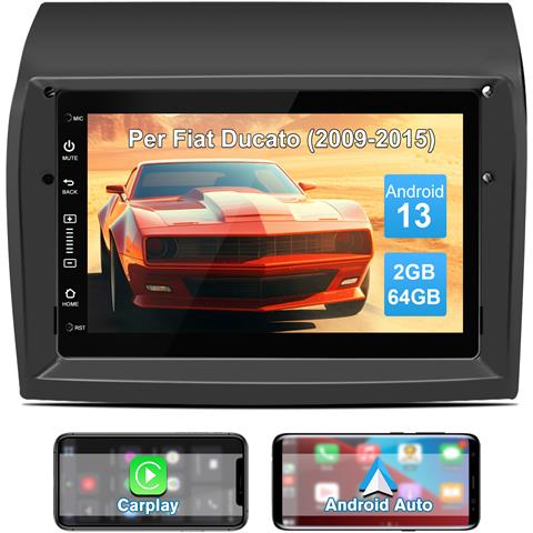 Autoradio Per Fiat Ducato Peugeot Boxer Citroen Jumper (2+64gb) Con Carplay Android Auto Gps Bt Wifi Fm Rds Comandi Al Volante 7 Pollici Android 13 Stereo - Foto 1