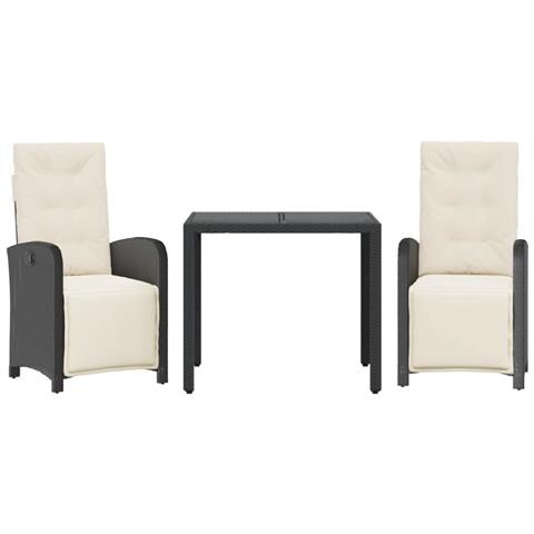 Set da Bistrò 3 pz con Cuscini Nero in Polyrattan - Foto 1