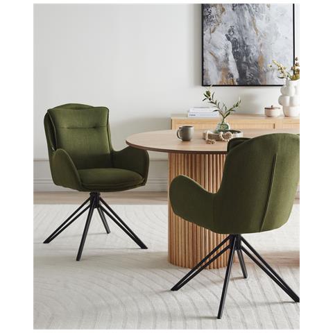 Set Di 2 Sedie Da Pranzo Avelar Tessuto Verde Scuro - Foto 1