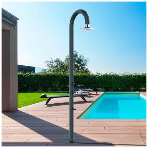 Luna Alu Grigia Lcd Doccia In Alluminio Doppio Attacco Dacqua Con Soffione Iswitch Lcd Grigio - Foto 1