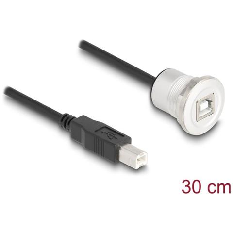 Usb 2.0 Typ-b Einbaubuchse Mit Kabelpeitsche Stecker 30 Cm Aluminium (88182) - Foto 1