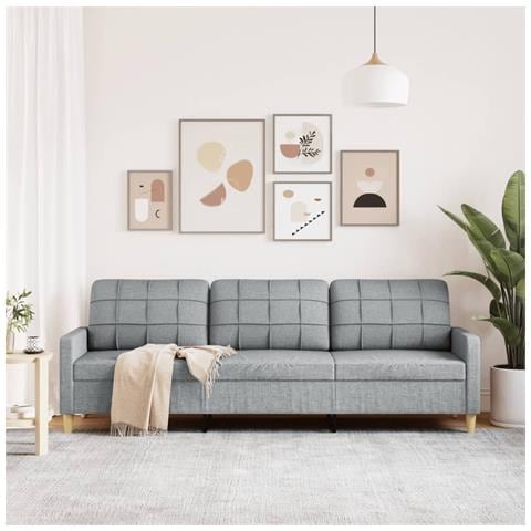 Divano A 3 Posti Grigio Chiaro 210 Cm In Tessuto - Foto 3