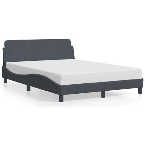 Giroletto Senza Materasso Grigio Scuro 140x200 Cm Velluto - Foto 2