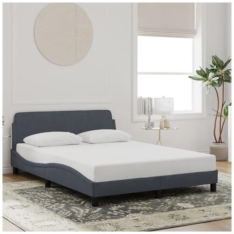 Giroletto Senza Materasso Grigio Scuro 140x200 Cm Velluto - Foto 1