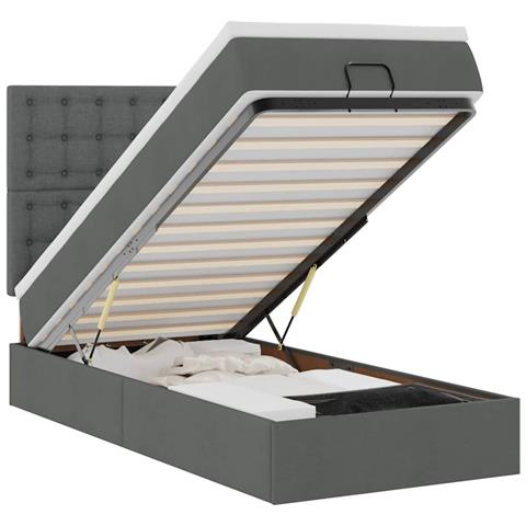 Pouf Letto Con Materasso E Led Grigio Scuro 80x200cm In Tessuto - Foto 2