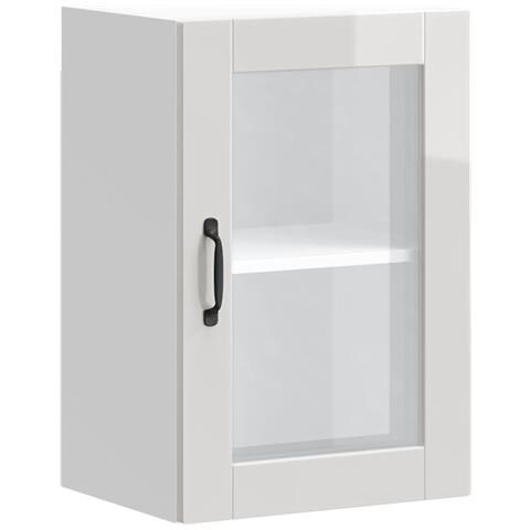 Pensile Da Cucina Con Porta In Vetro Porto Bianco Lucido - Foto 2