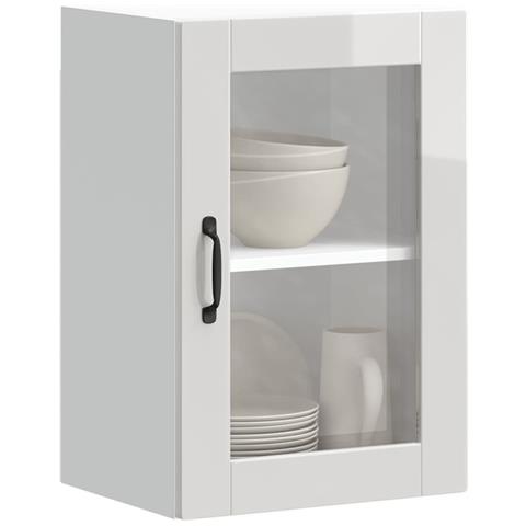 Pensile Da Cucina Con Porta In Vetro Porto Bianco Lucido - Foto 1