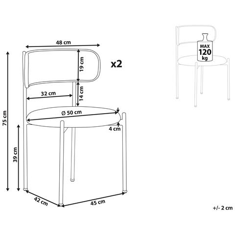 Set Di 2 Sedie Da Pranzo Andover Metallo Verde - Foto 8