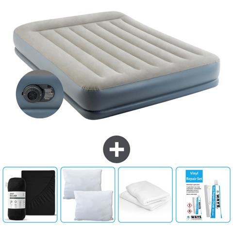 Set Materassino Gonfiabile - 203x152x30 Cm - Grigio - Include Accessori Coordinati Cb17 - Foto 1