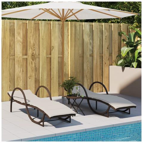 Lettini Prendisole 2 Pz Con Tavolino Marrone In Polyrattan - Foto 2