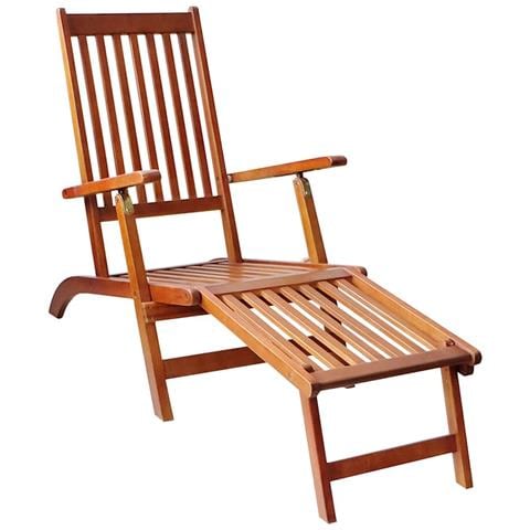 Sdraio Da Esterni Con Poggiapiedi E Cuscino Massello Di Acacia - Foto 1