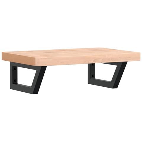 Ripiano A Parete Per Lavabo In Acciaio E Massello Di Faggio - Foto 1