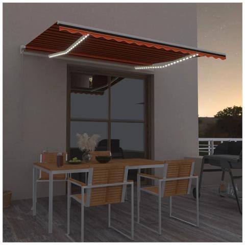 Lusso Casadino -  Tenda Da Sole Retrattile Manuale Led 400x300 Cm Arancio Marrone - Foto 7