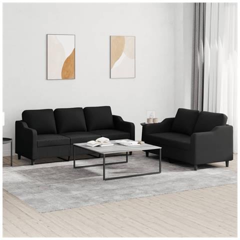 Set Di Divani 2 Pz Con Cuscini Nero In Tessuto - Foto 6