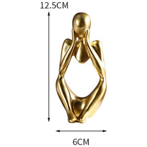 Figurina Del Pensatore Astratto - Decorazione Per La Casa In Resina Gold - Foto 2