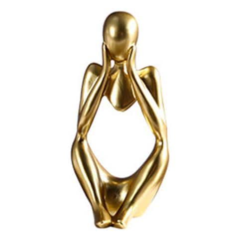 Figurina Del Pensatore Astratto - Decorazione Per La Casa In Resina Gold - Foto 1