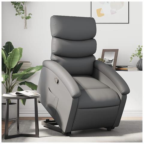 Poltrona Alzapersona Reclinabile Grigio in Similpelle - Foto 2