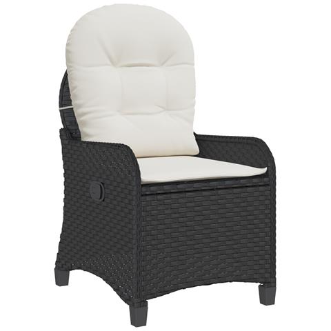 Poltrona Recliner con Cuscino in Polyrattan Nera - Foto 1
