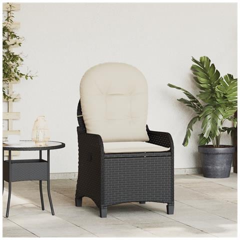 Poltrona Recliner con Cuscino in Polyrattan Nera - Foto 2
