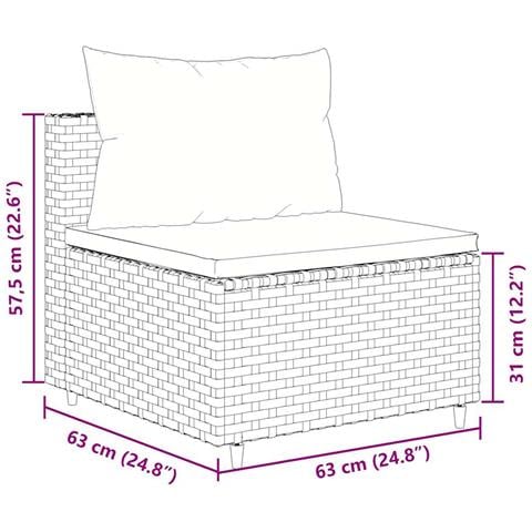 Set Divani da Giardino 4 pz con Cuscini in Polyrattan Grigio - Foto 9