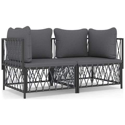 Set Salotto da Giardino 2 pz con Cuscini in Acciaio Antracite - Foto 1