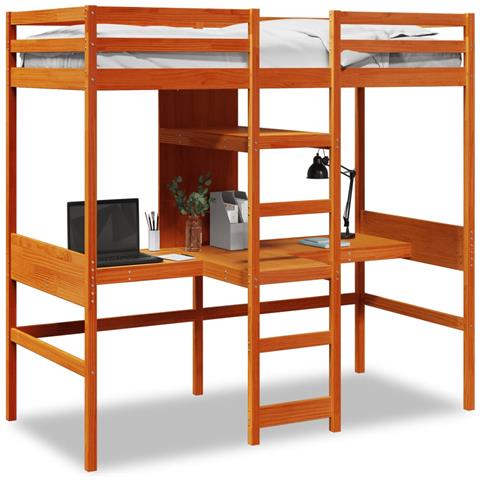 Giroletto Soppalco senza Materasso Marrone Cera 75x190cm Pino - Foto 1