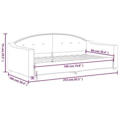 Letto da Giorno Grigio Scuro 90x190 cm in Tessuto - Foto 8