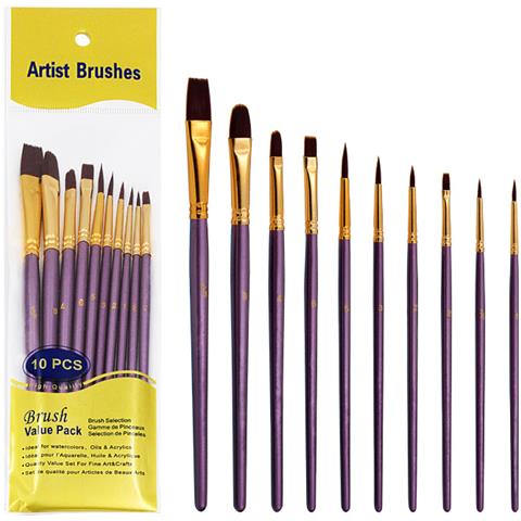Set Di 10 Pennelli Da Pittura Con Setole In Nylon - Foto 1