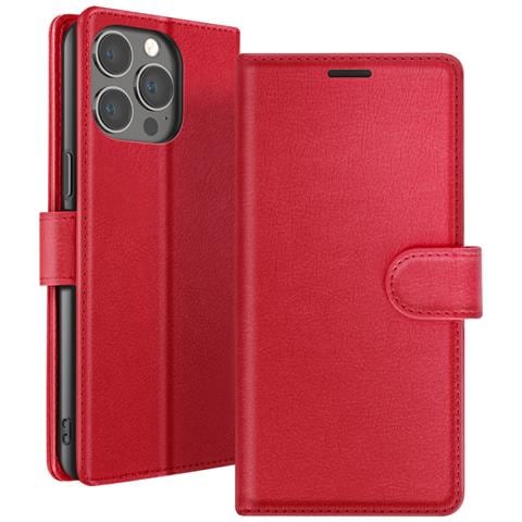 Custodia A Portafoglio Per Iphone 13 Pro Con Supporto E Linguetta Magnetica, Rosso - Foto 1