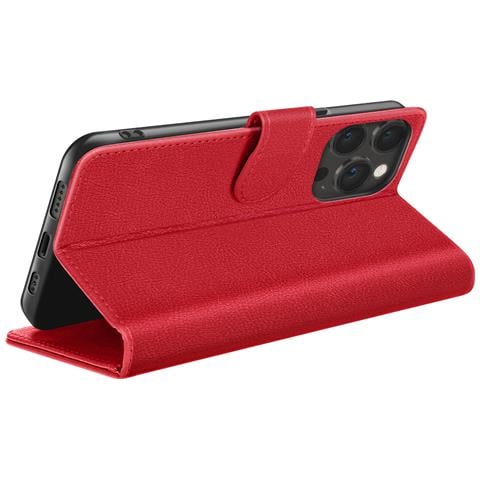 Custodia A Portafoglio Per Iphone 13 Pro Con Supporto E Linguetta Magnetica, Rosso - Foto 5