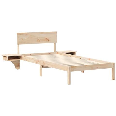 Rete letto con comodini Marrone Legno di pino massello - Foto 1