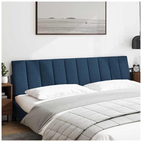 Cuscino Testiera Blu 200 cm in Tessuto - Foto 2