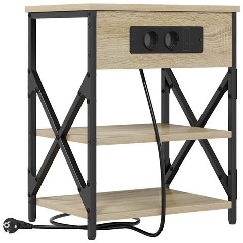 Comò con stazione di ricarica rovere sonoma Legno multistrato - Foto 1