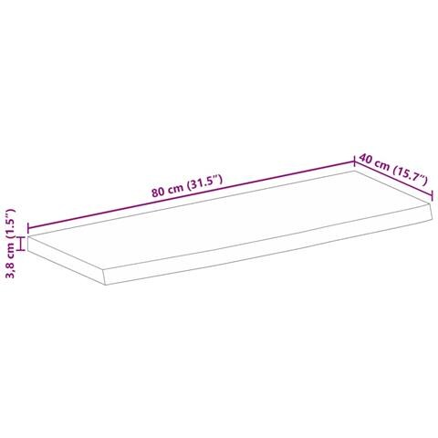 Piano Tavolo Bordi Vivi 80x40x3,8 cm in Legno Massello di Mango - Foto 9