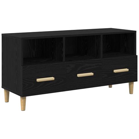 Mobile TV Rovere Nero 102 x 36 x 50 cm Legno multistrato - Foto 1