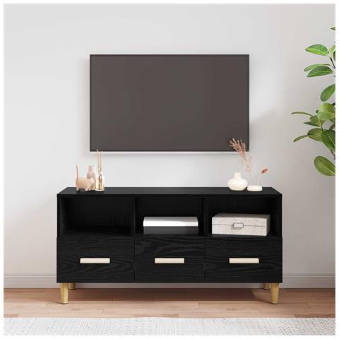 Mobile TV Rovere Nero 102 x 36 x 50 cm Legno multistrato - Foto 2