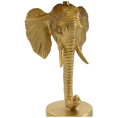 Lampada Da Tavolo Elefante In Resina Dorata Con Paralume In Tessuto Nero - Foto 2