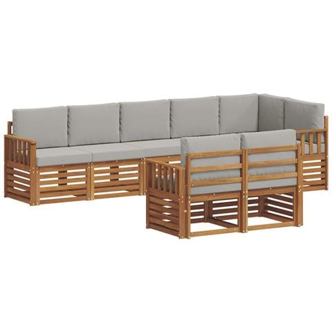 Set divani con cuscino 8 pcs Grigio Naturale e Chiaro - Foto 1