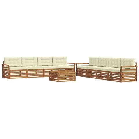 Set di divani da esterno con cuscino 9 pcs Naturale e Crema - Foto 1