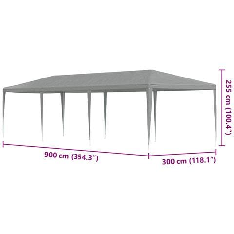 Tenda Party Grigio chiaro 900 x 300 x 255 cm PE e Acciaio - Foto 7