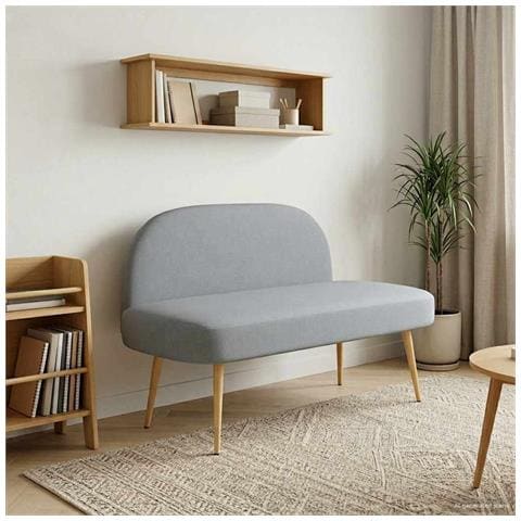 Panchina imbottita con schienale Grigio Chiaro 110 x 60 x 76 cm - Foto 2
