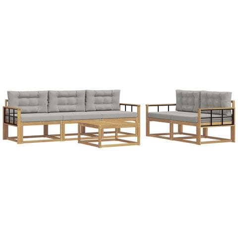 Set di divani da esterno 6 pcs Bianco e Grigio Chiaro - Foto 1