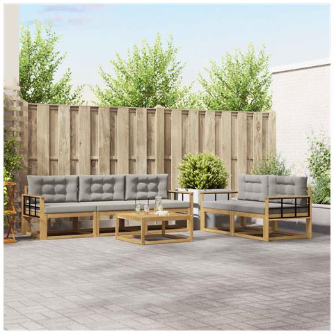 Set di divani da esterno 6 pcs Bianco e Grigio Chiaro - Foto 2
