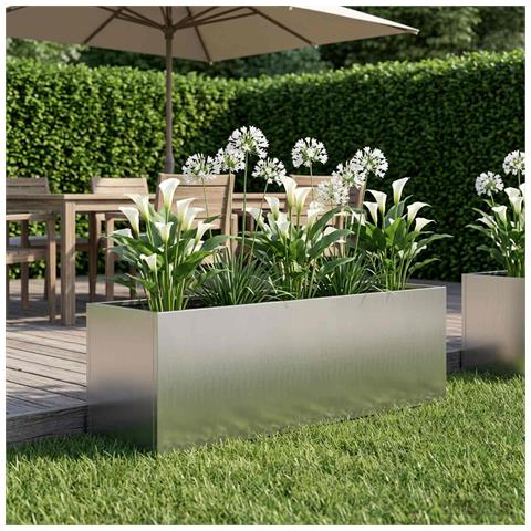 Vaso da giardino Argento 100 x 30 x 30 cm Acciaio zincato - Foto 2