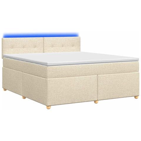 Letto box spring con materasso Crema 140 x 190 cm Tessuto - Foto 1