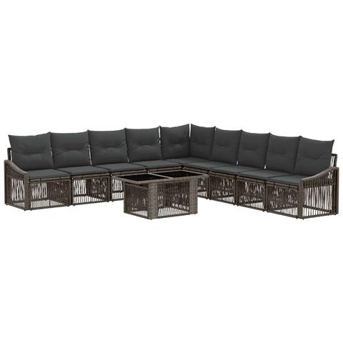 Set Divano da Giardino 10 pz Grigio e Grigio Scuro polyrattan - Foto 1