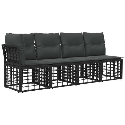 Set Divano da Giardino 6 pz Nero e Grigio scuro polyrattan - Foto 10