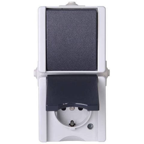 1 Pezzo Completo Combinazione Interruttore / prese Proaqa Grigio - Foto 1